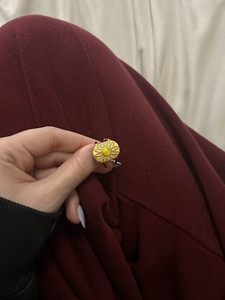 gold adjustable ring with yellow flower detailing. #ring #gold #summer #flower