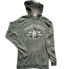 Statue of Liberty Hoodie Green Graphic Sweatshirt New York City Sz. Sm. 16x27 
