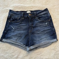 Sneak Peek Womens Denim Distressed Shorts High Rise Cuffed Size S Blue