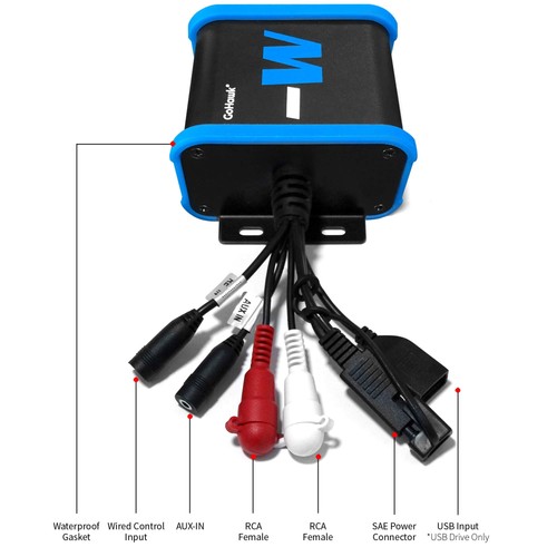 GoHawk TJ4-W Waterproof Amplifier 4" Full Range Bluetooth Motorcycle Stereo S... - Picture 5 of 9