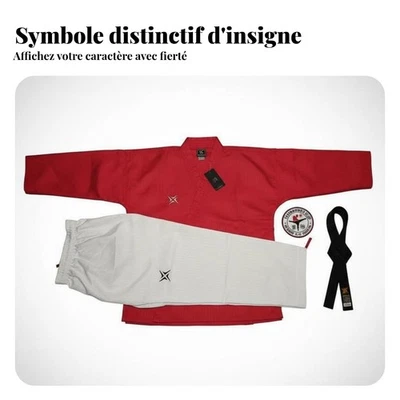 Ensemble Dobok Rouge et Betnc Séchage Rapide Ensemble de Taekwondo 2 PièC et Es - Photo 1/4