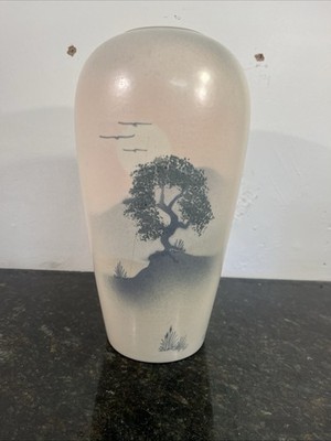 Vintage Mary Ody handbemalte Landschaft Studiokeramik Vase signiert