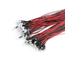 JESSINIE 50Pcs 3mm Light Emitting Diodes LED Bead with Wire Decorative Red 