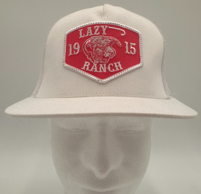Lazy J Ranch Wear Trucker Hat White Pink One Size Bull Patch Mesh Back Snapback