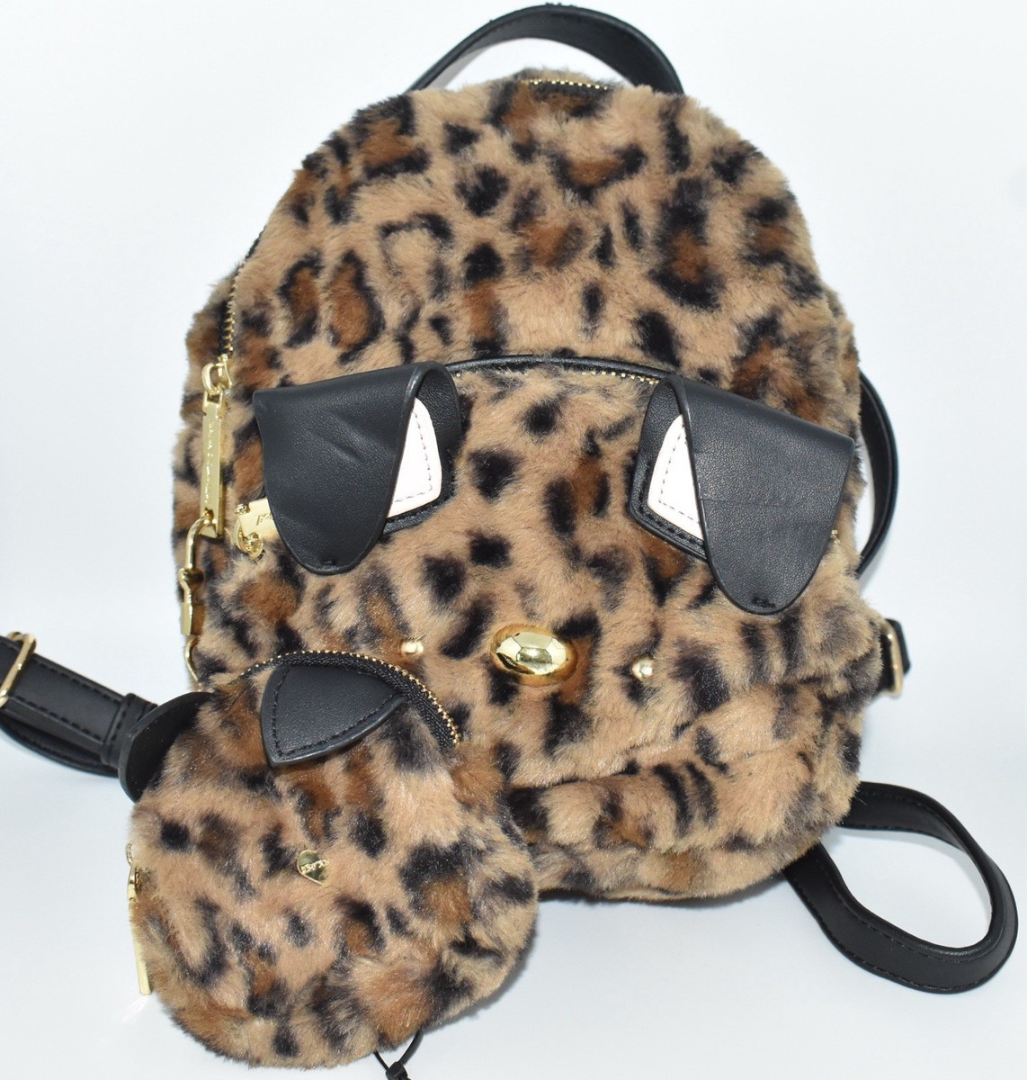 Betsey Johnson Aninal Design Fur Look Backpack & Ear Bud Case Betsey Johnson Mini Faux-Fur Dog Backpack Crossbody Bag  main image 3