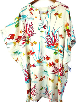 NWT Natori XL Sleepshirt Short Gown Lounger Oceans Embrace Pullover Orig $80
