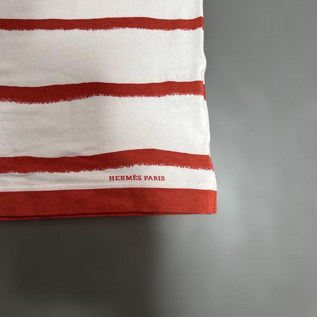 HERMÈS ホワイト/レッドストライプ Tシャツ HERMES White/Red Stripe T-shirt F/S from Japan | eBay