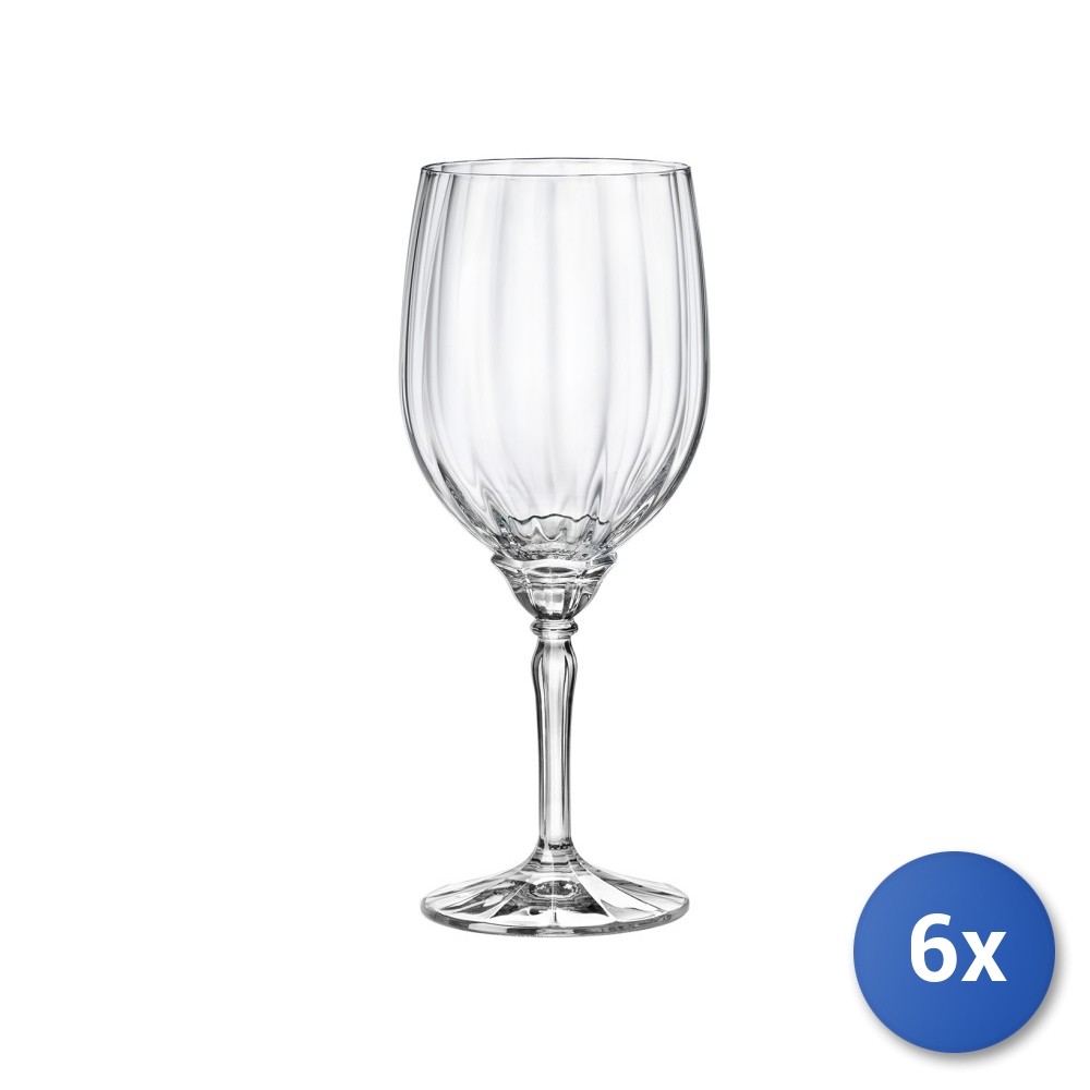6X Florian Glass Transparent Goblet Transparent Base For Red Wine 53.5Cl