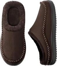 Mens Moccasin Slippers Indoor Outdoor House Slippers Warm Plush Fuzzy Memory ...