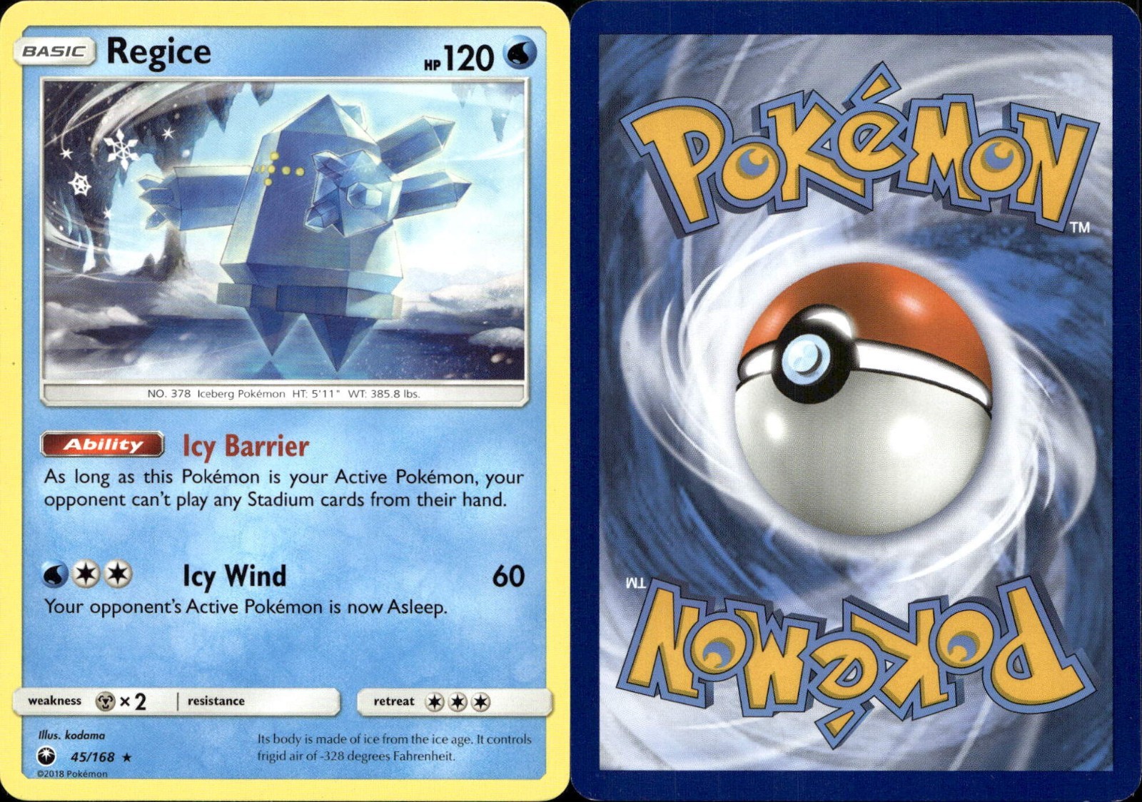 Pokemon Regice - 45/168 - Rare NM-Mint Celestial Storm