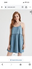 American Eagle Blue Denim Sundress M Sleeveless Adjustable Straps Scoop Neck