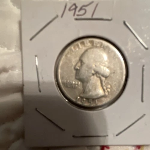 1951 Washington Quarter Silver 25C US Coin 0.9 Fineness Variety Washington