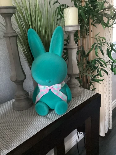 Way To Celebrate Flocked Bright Green Bunny 16” - Picture 1 of 6