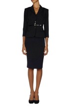 ELISABETTA FRANCHI Tuta sartoriale nera gonna con cintura in vita taglia 40