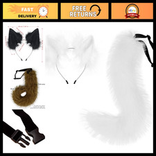 Faux Fur Fox Wolf Tail Ears Headband Halloween Costume Accessory Cosplay Prop