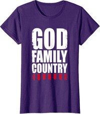 God Family Country Patriotic Christian America Flag Ladies' Crewneck T-Shirt