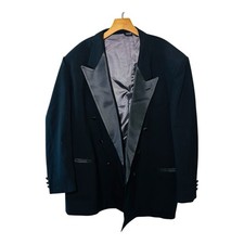 Vintage Christian Dior Tuxedo Jacket Mens 50 L Black Shawl Lapel Blazer Formal