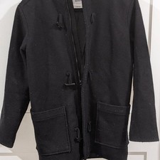 Old Navy Girls Hooded Black Wool Blend Toggle Zip Pea Coat Size XL 14-16 081