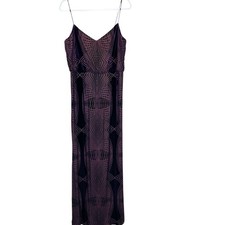 Adrianna Papell Maxi Dress Burnout Velvet Whimsigoth Dark Romantic Purple Sz 12