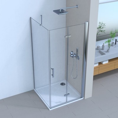 Duschkabine Schiebetür/Falttür/Pendeltür + Seitenwand, 6mm ESG Nano, H185 cm