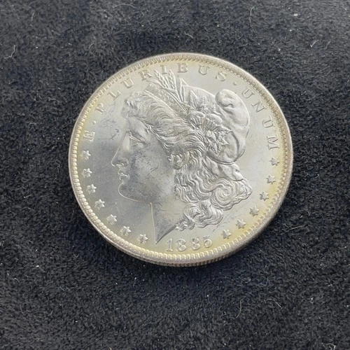 1885-O MORGAN SILVER DOLLAR, BU WITH BEGINNING TONNING, NICE/SHINY DETAIL#0147