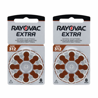 16X Rayovac Extra Size 312 Hearing Aid Batteries PR41 1.4V Zinc-Air 8BL