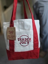 Trader Joe's Mini Canvas Tote Bag in Red NWT