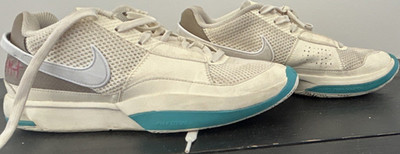 Nike Customized Beige White Teal Basketball Sneakers Low Top Lace Up