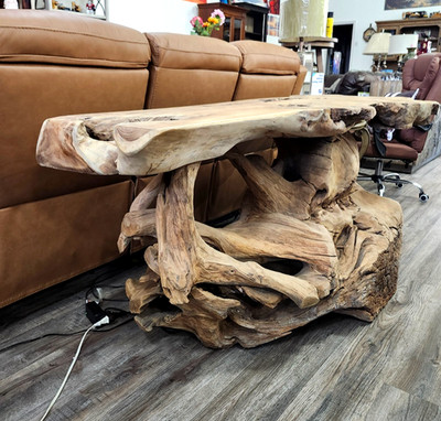 Massive Live Edge Root Console Table Natural Solid Wood Organic Cypress Table