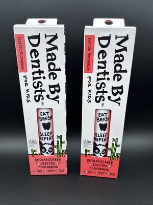 2 Pack! Made by Dentists Eat Sleep Repeat Kids Toothbrush 3 Heads