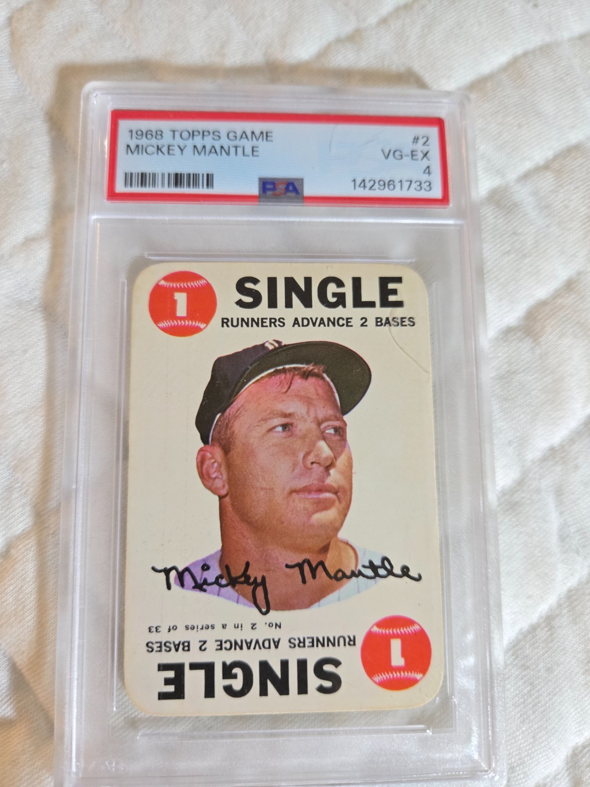 1968 Topps GAME #2 Mickey Mantle PSA VG-EX 4 New York Yankees