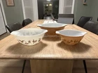 Vintage PYREX Early American Cinderella Mixing Bowl Set 444, 443,442