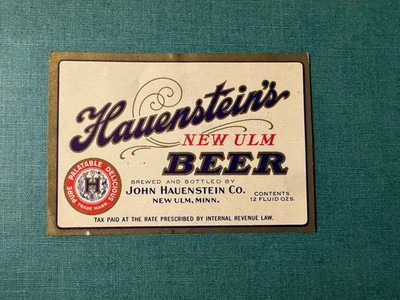 IRTP John Hauenstein HAUENSTEIN's NEW ULM Beer label MN 12oz Old Unused
