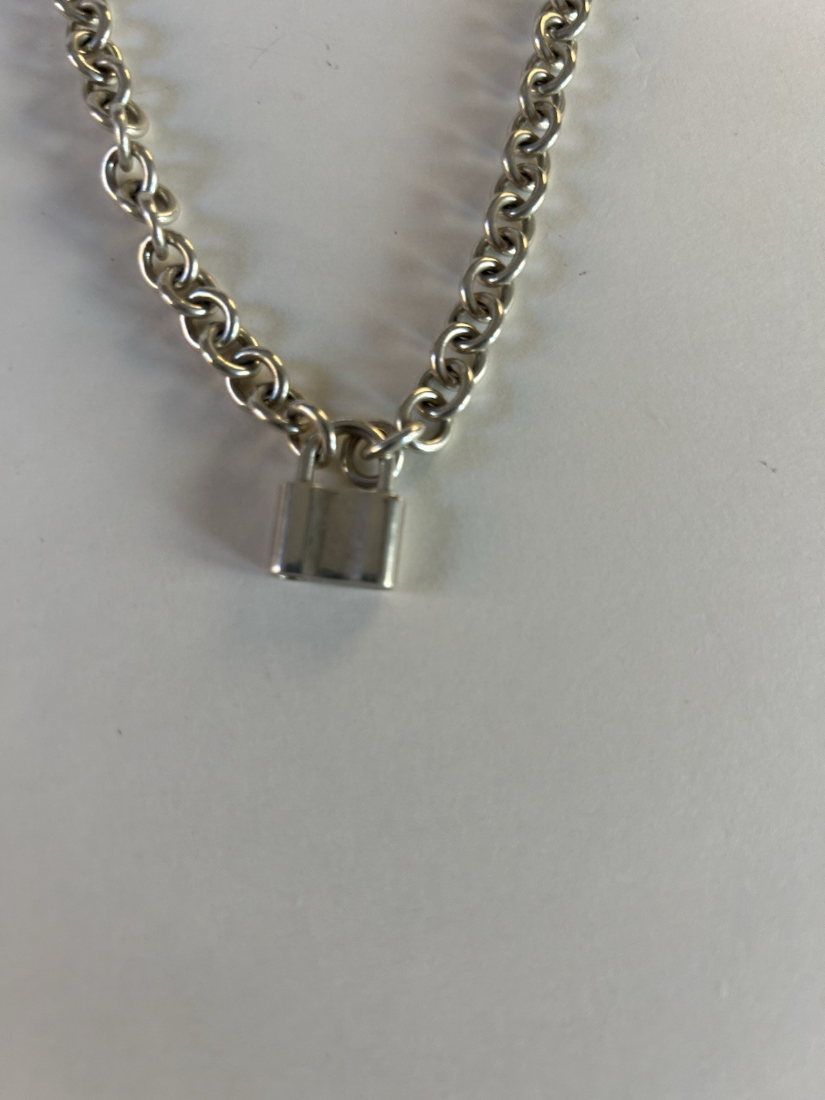 Tiffany & Co Necklace 1837 With Lock Pendant 16 Inch Sterling Silver