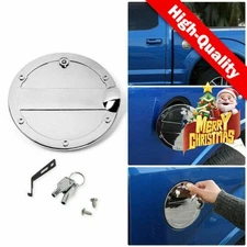 1*Chrome Gas Door Cover Fuel Tank Oil Cap + Lock Trim For Ford F-150 F150 15-20