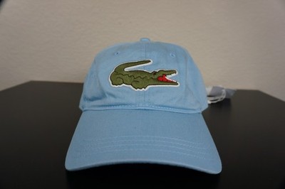 Lacoste Hat Cap Strap Back Blue Cotton Baseball Big Croc Logo Mens One Size