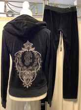 Juicy Couture Velour Straight Leg Low Rise Pants 29 x 33 Zip Up Hoodie PS