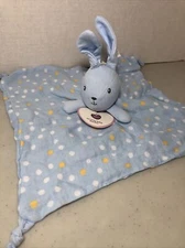Parents Choice Blue Bunny Lovey Security Blanket Polka Dots Knotted Ends New