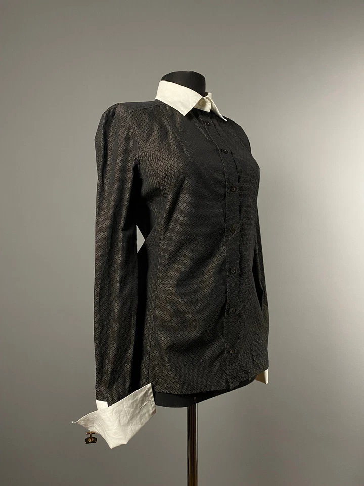 Blusa Camisa Gucci Mujer Marrón Diamante Lunares Gemelos Abotonada Talla 40 Foto 3 de 4