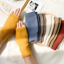 Winter Women Warmer Half Finger Fingerless Gloves Wrist Arm Hand Knit Mitten   