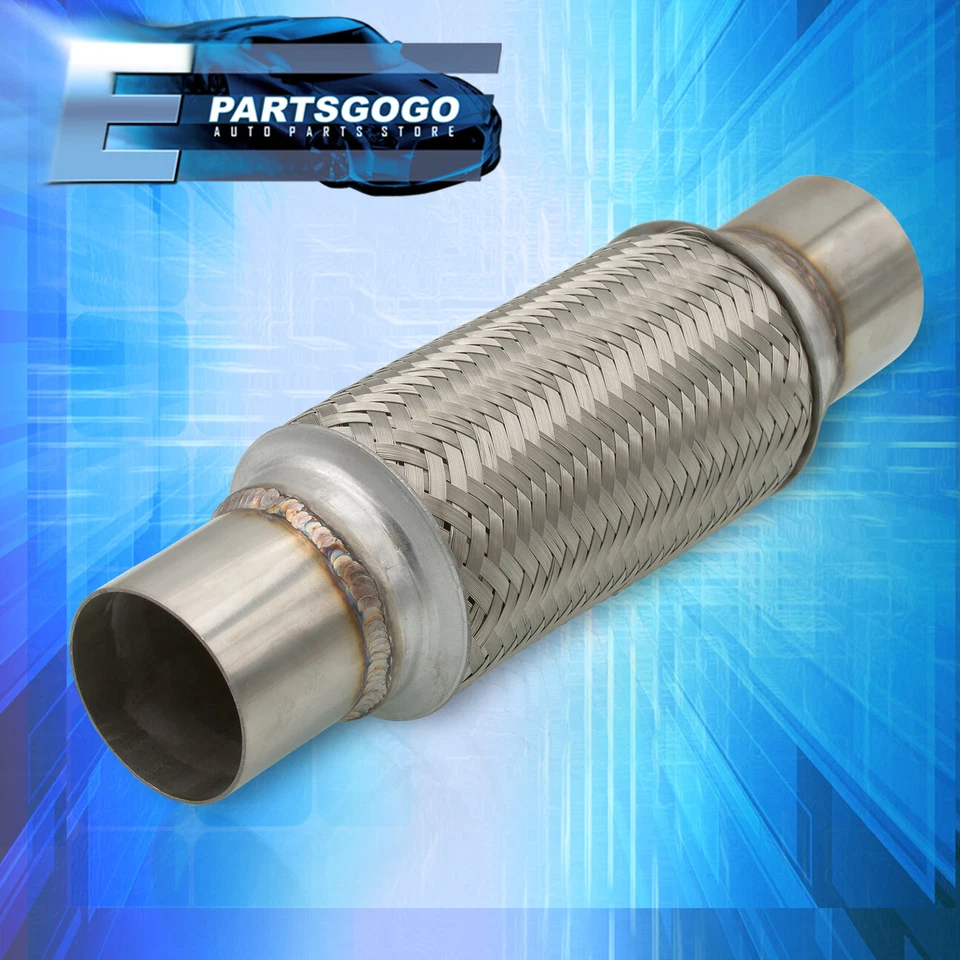 3" I/O x 12" Heavy Duty Stainless Steel Double Braided Flex Pipe Exhaust Header Foto 3 de 3