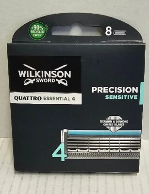 Wilkinson Sword Quattro Titanium Sensitive Blades 8 pack 100% Genuine