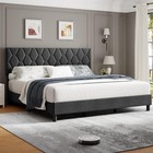 Full Size Bed Frame w/Upholstered Headboard Modern Heavy-Duty Platform Bed Frame