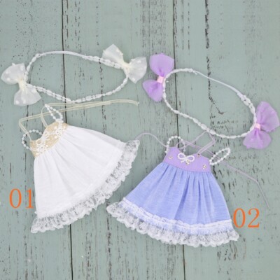 White or Purple Slip Dress with Headgear Set 1PC for 12'' Blythe Doll Outfit