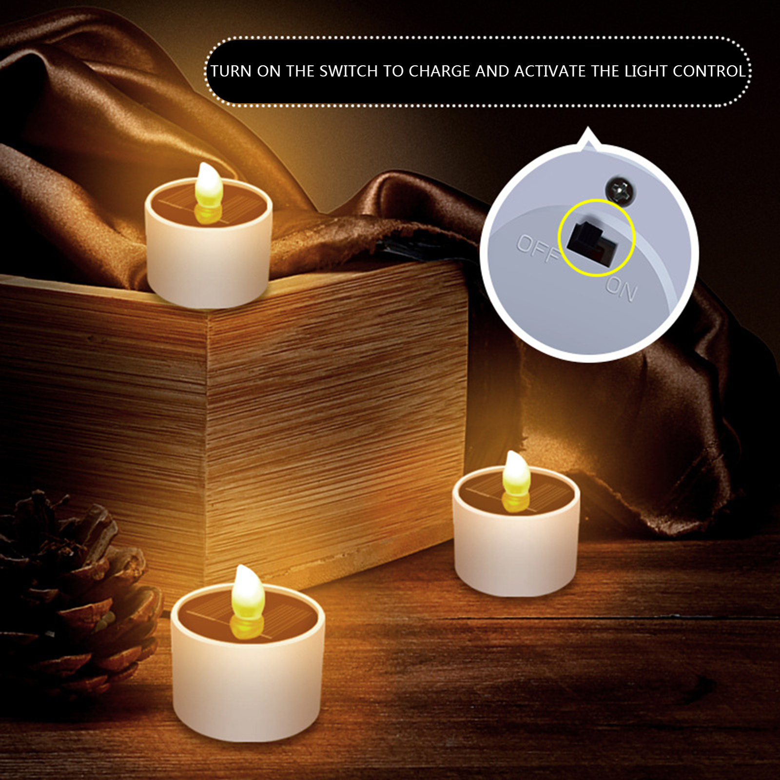 Solar Power LED Candles Flameless Electronic Solar LED Tea Lights Lamp