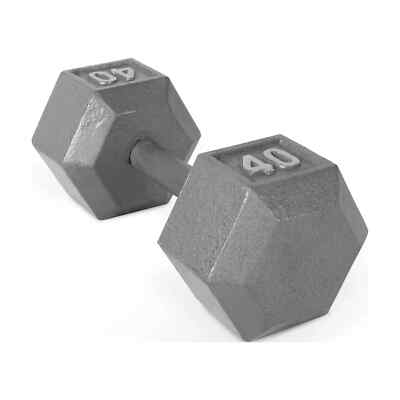 CAP Barbell 40lb Cast Iron Hex Dumbbell, Single Dumbbell Gray Dumbbell Home Gym