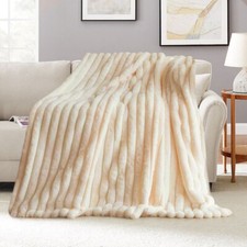 Soft Warm Rabbit Plush Fleece Blankets Reversible Throws Sofa Blanket Bed Throw