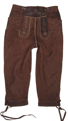 Traditional Women's Lederhosen / Trachten Pants In Brown Size 34