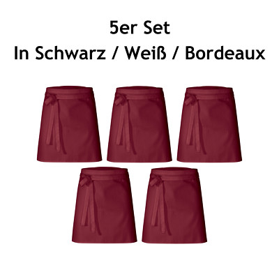 Kurze Premium Schürze 50x80cm, Kochschürze Unisex in Weiss /Schwarz /Bordeaux