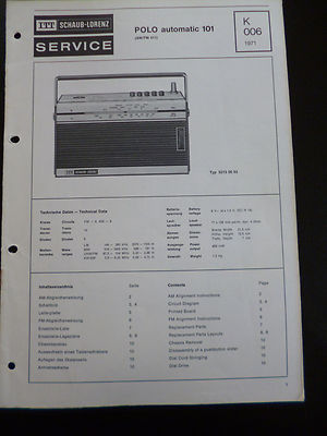 Original Service ManuaI  ITT Schaub-Lorenz Polo Automatic 101